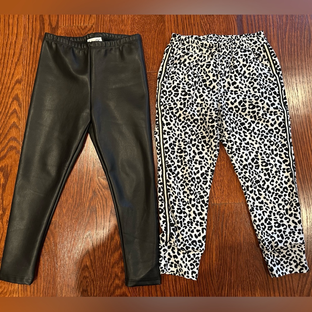 Girl toddler faux leather and leopard pants size 3t